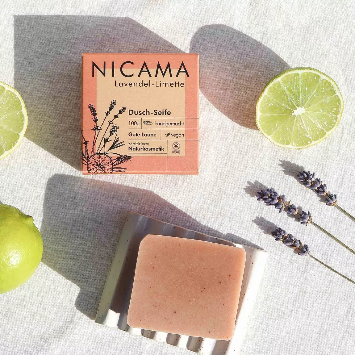 NICAMA - Duschseife - Lavendel-Limette - 100g