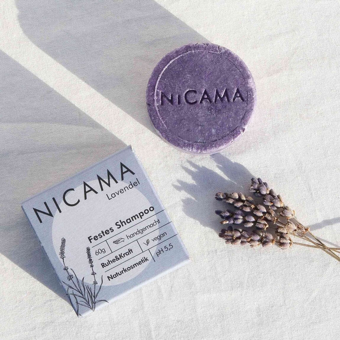 NICAMA festes Shampoo - Lavendel - 60g