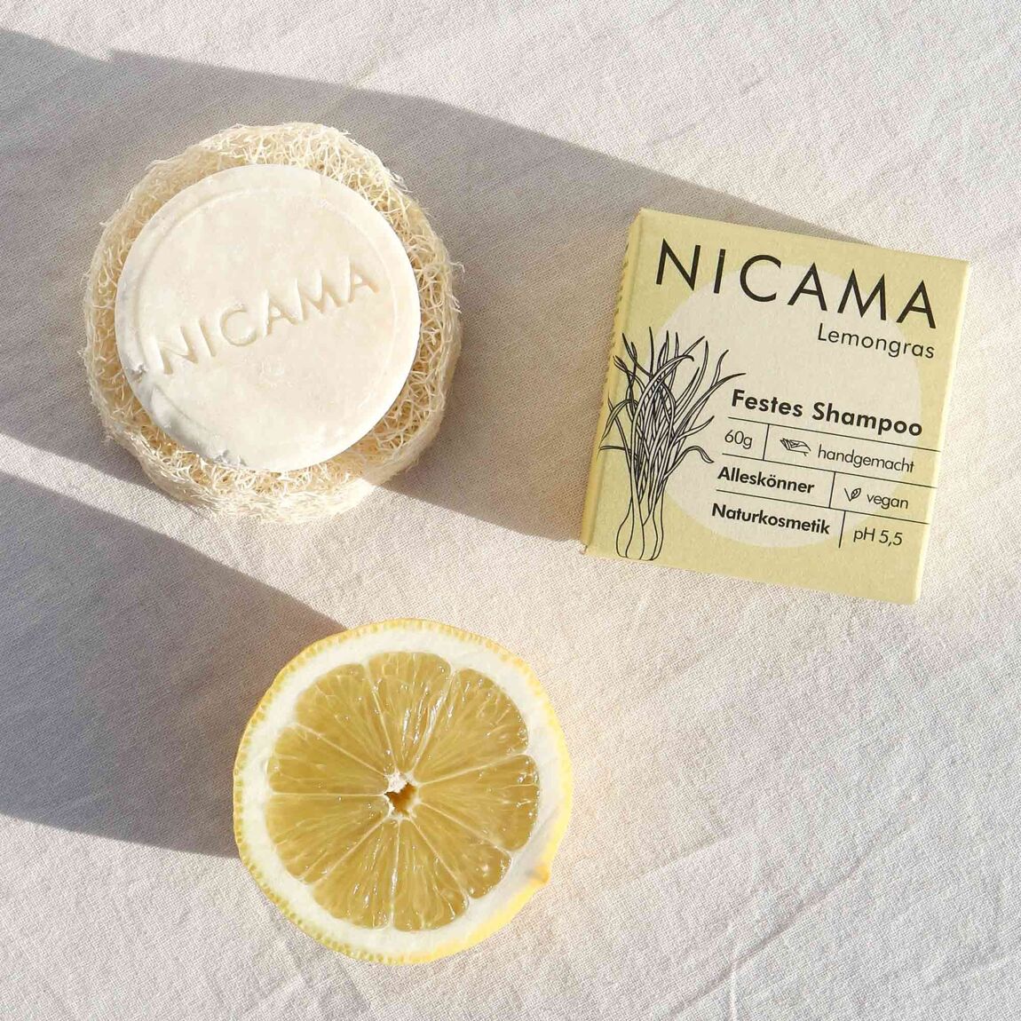 NICAMA festes Shampoo - Lemongras - 60g