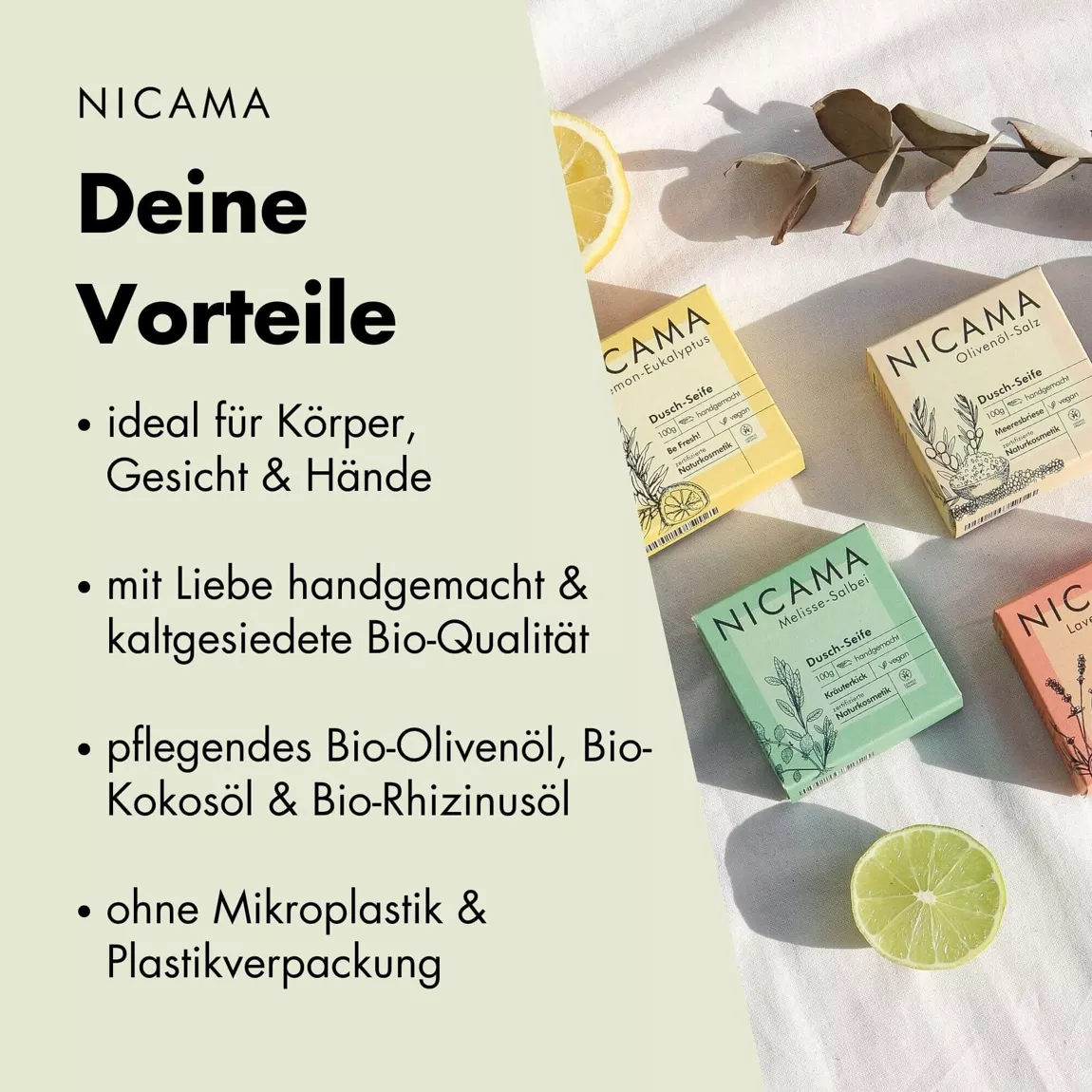 NICAMA Duschseife - Olivenöl-Salz - 100g